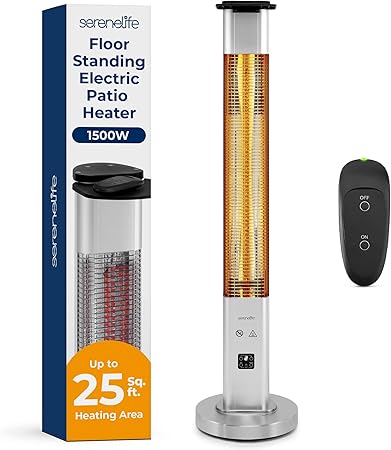 SereneLife Infrared Patio Heater, 1500W Electric Heater with Remote